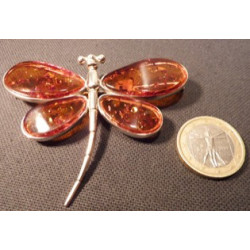 broche libellule en ambre