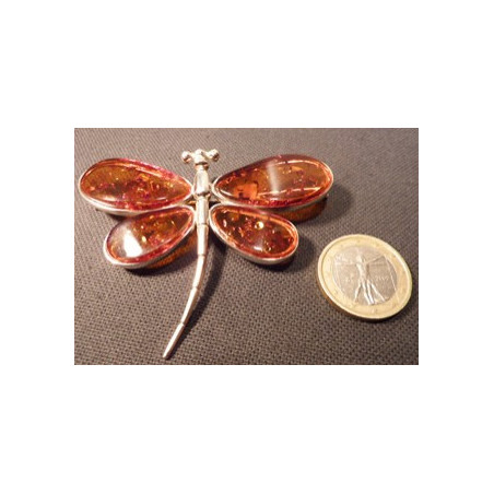 broche libellule en ambre
