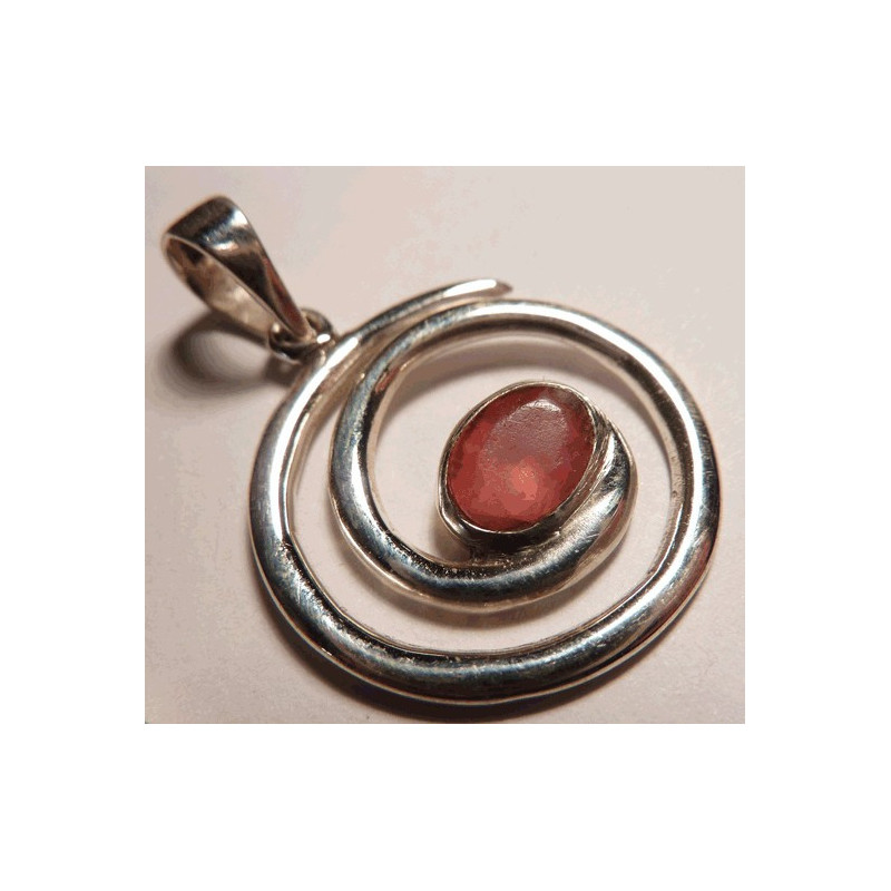 pendentif spirale pierre de soleil et argent