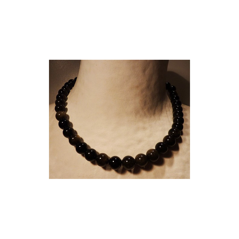 collier en obsidienne perle boule 8mm