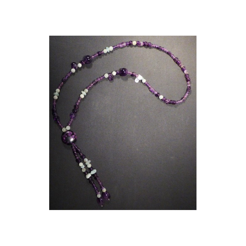 collier améthyste et aigue marine