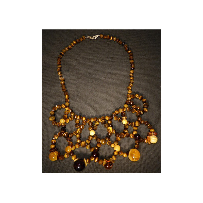 collier oeil de tigre et ambre