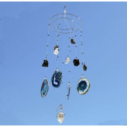 Mobile bleu Agate et Cristal à 13 pierres