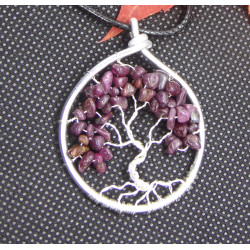 Ruby Tree of Life, Red Gemstone Pendant, Creation LE SAULE REVEUR