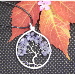 Arbre de Vie en Tanzanite, Pendentif en pierre bleue, Pierres précieuses, Chakra de la voix