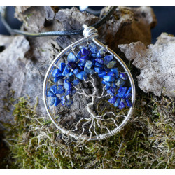Arbre de Vie en Lapis Lazuli, Pendentif en pierre bleue, pierre des égyptiens,