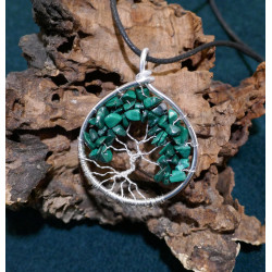 Arbre de Vie en Malachite, Pendentif en Pierre Verte, Chakra du coeur, Creation LE SAULE REVEUR