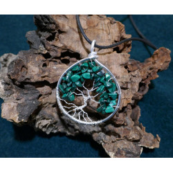 Arbre de Vie en Malachite, Pendentif en Pierre Verte, Chakra du coeur, Creation LE SAULE REVEUR