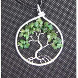 Arbre de Vie en Emeraude, Pendentif en Pierre Précieuse Verte, Creation LE SAULE REVEUR