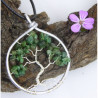 Arbre de Vie en Emeraude, Pendentif en Pierre Précieuse Verte, Creation LE SAULE REVEUR