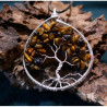 Arbre de Vie en Oeil de Tigre, Pendentif marron en pierre de protection, Creation LE SAULE REVEUR