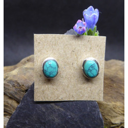 Boucles d'Oreille Puce Turquoise et Argent