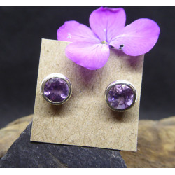 Amethyst and Silver Stud Earings