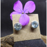 Boucles d'Oreille Clou en Aigue Marine et Argent