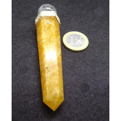Yellow Quartz Energy Stick with Rock Crystal Ball