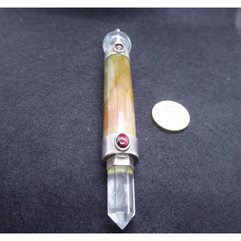Baguette d'Energie en Agate et Cristal de Roche