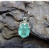Oval Green Emerald Silver Pendant