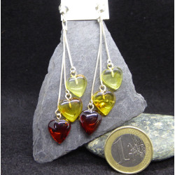 3 Amber Hearts Pending Earings