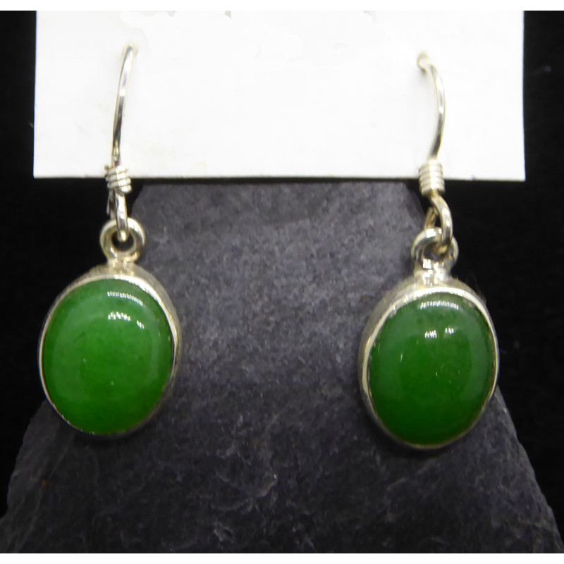 Boucles d'Oreille en Jade et Argent