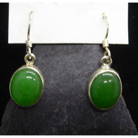 Boucles d'Oreille en Jade et Argent