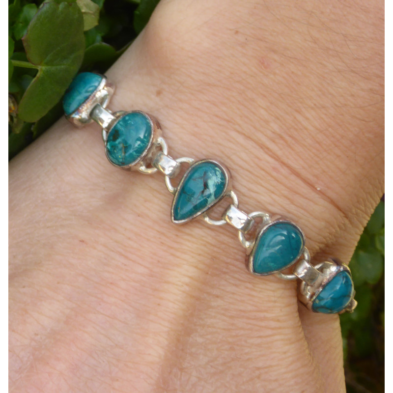 Bracelet Chrysocolle et Argent 925