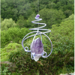 mobile en spirale cristal d'améthyste