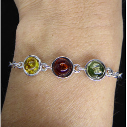 Green Yellow Orange Amber with Silver small chain