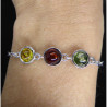 Bracelet Ambres Vert Jaune Orange sur chainette argent