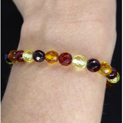 Bracelet en Ambre facettée trois couleurs