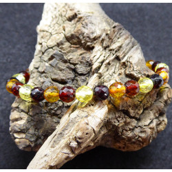 Bracelet en Ambre facettée trois couleurs
