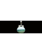  Striped Agate Pendants Gemstone Pendants Green Agate and Silver Pendant Oval Shape Green Striped Agate and Silver 925 Pendant 